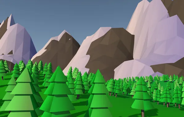 Деревья, горы, lowpoly
