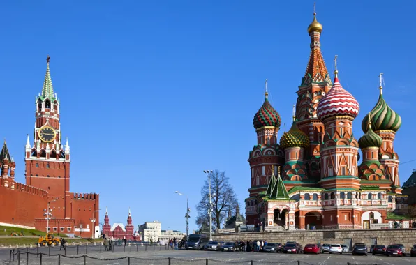 Картинка city, площадь, Москва, Кремль, Собор Василия Блаженного, Россия, Russia, Moscow, Kremlin