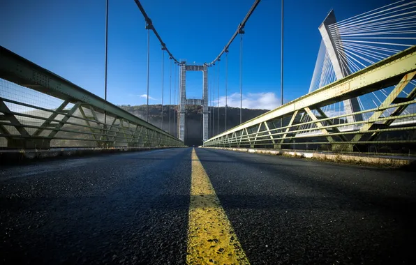 Дорога, пейзаж, мост