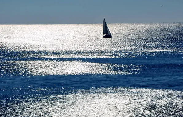 Картинка море, пейзаж, лодка