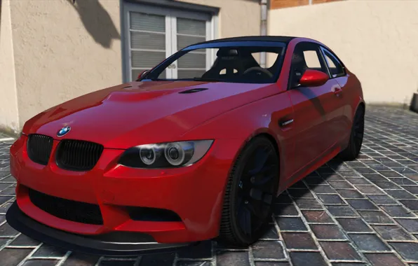 Красный, тень, BMW, день, E92, GTS, GTA 5, 2015
