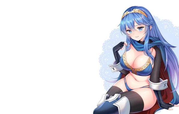 Girl, sexy, lingerie, cleavage, panties, thighhighs, long hair, boobs