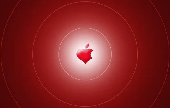 Обои, сердце, apple, яблоко, logo, бренд