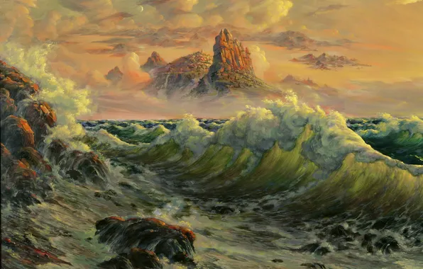 Картинка море, фантазия, волна, Репродукция