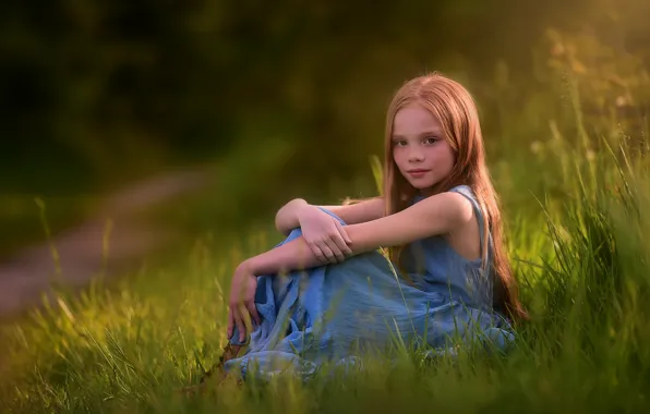 Лето, трава, девочка, веснушки, danielle waage, Natural beauty