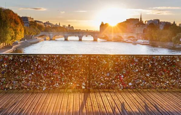 Мост, city, река, Париж, Paris, love, river, france
