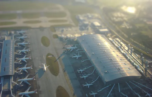 Самолеты, аэропорт, tilt shift