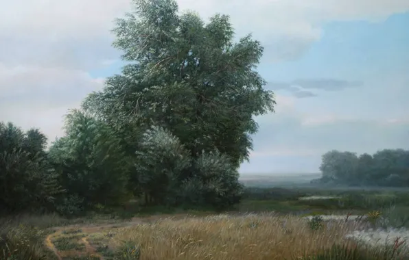 Облака, деревья, пейзаж, болотистая местность, Караганда, Айбек Бегалин, 2010г