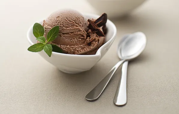 Шоколад, мороженое, мята, chocolate, ice cream, пиала, ложки, mint