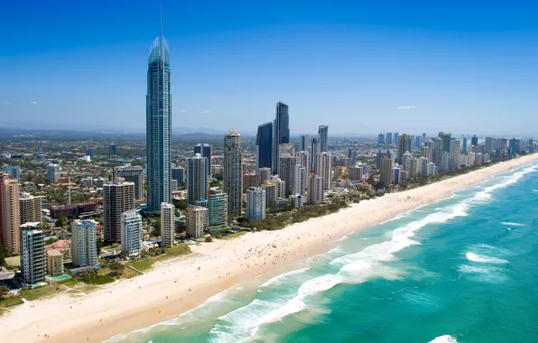 City, wallpaper, sea