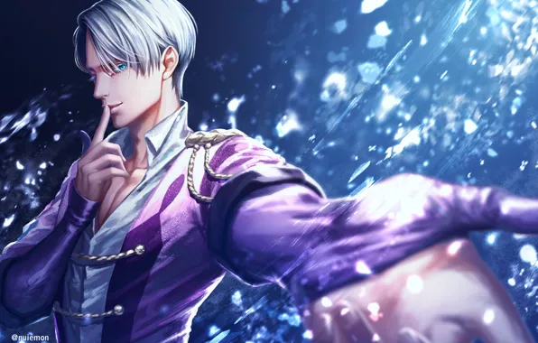 Взгляд, рука, лёд, парень, Юрий на льду, Виктор Никифоров, Yuri On Ice