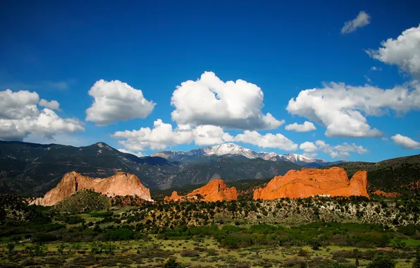 Картинка небо, облака, горы, скалы, Колорадо, США, Colorado Springs