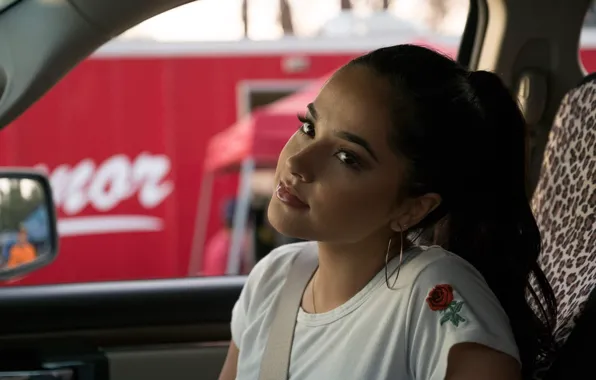 Взгляд, макияж, Сара, в машине, Becky G, Аксель, Бекки Джи, A.X.L.