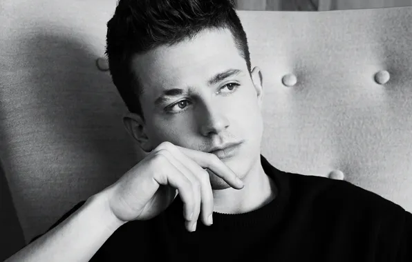 Картинка взгляд, мужчина, Черно - белое, Charlie Puth