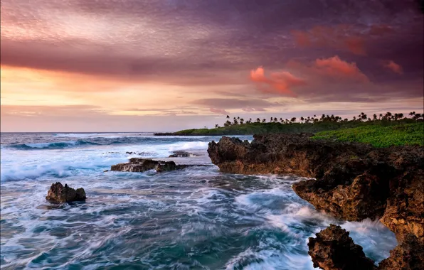 Небо, облака, океан, побережье, Cook Islands, Avarua, Rarotonga