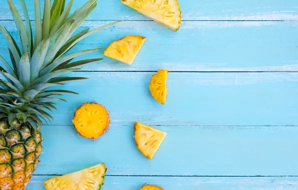 Картинка фрукт, summer, ананас, wood, ломтики, fruit, pineapple, slice