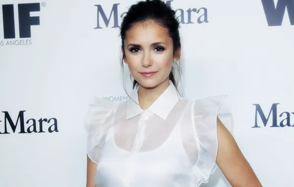 Девушка, лицо, улыбка, актриса, блузка, белая, нина добрев, nina dobrev