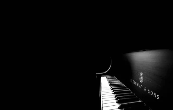 Картинка рояль, клавиши, черно-белое