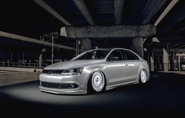 Мост, темнота, тюнинг, фольксваген, Volkswagen Jetta