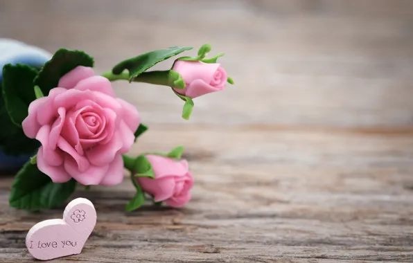 Любовь, цветы, розы, love, розовые, бутоны, heart, pink