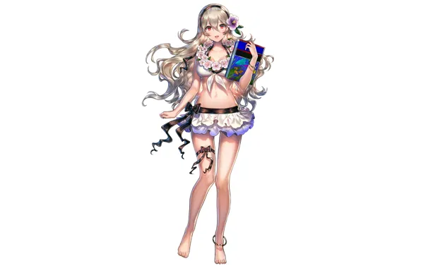 Girl, sexy, cleavage, long hair, boobs, anime, beautiful, red eyes