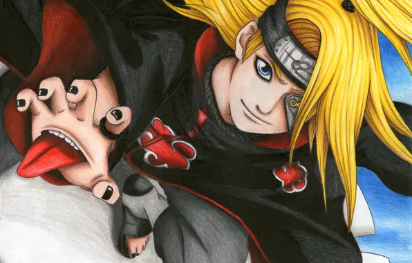 Картинка язык, аниме, арт, наруто, парень, naruto, акацки, Deidara