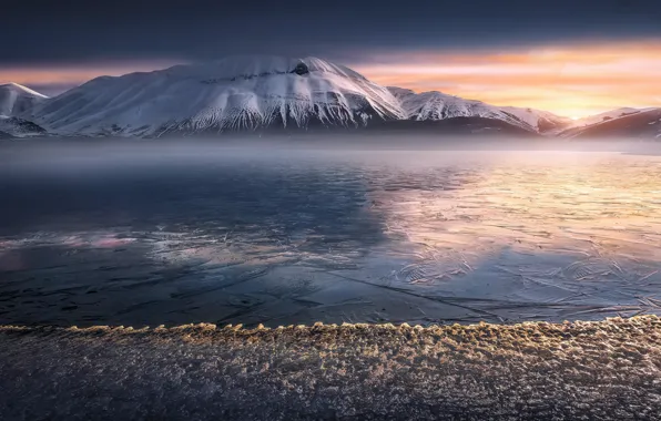 Картинка горы, ночь, лёд