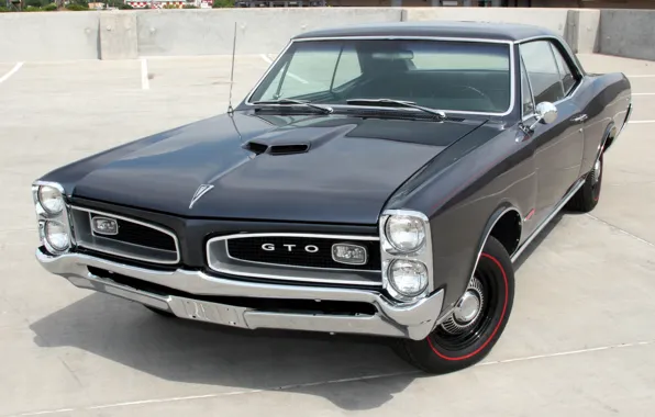 Картинка мускул кар, классика, Coupe, Pontiac, GTO, передок, 1966, понтиак