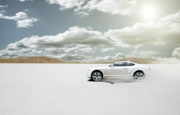 Картинка Car, Белая, Пустыня, Sun, Бентли, Bentley, Disert, White