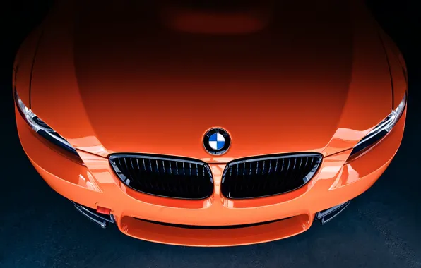 Картинка оранжевый, значок, бмв, капот, BMW, front, E92, orange