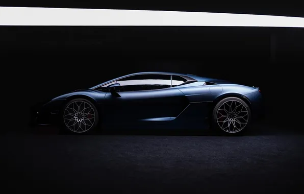 Lamborghini, суперкар, supercar, вид сбоку, тёмный фон, 2024, Lamborghini Temerario, Temerario