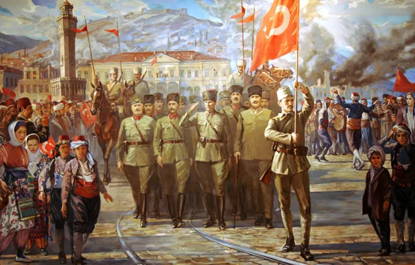 Painting, turkey, 1922, izmir, 9 September