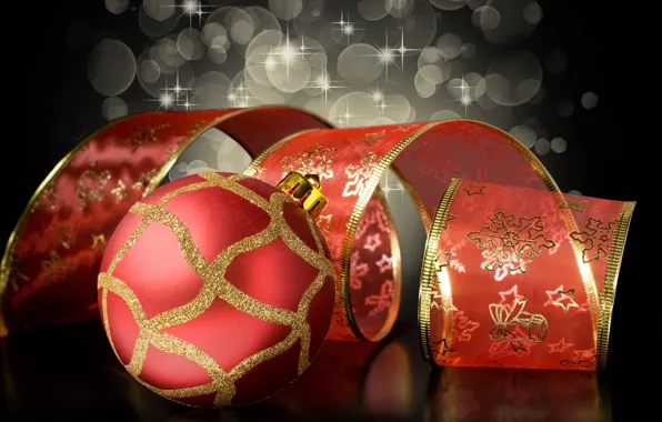 Красный, фон, узор, черный, игрушки, шар, Новый Год, Рождество