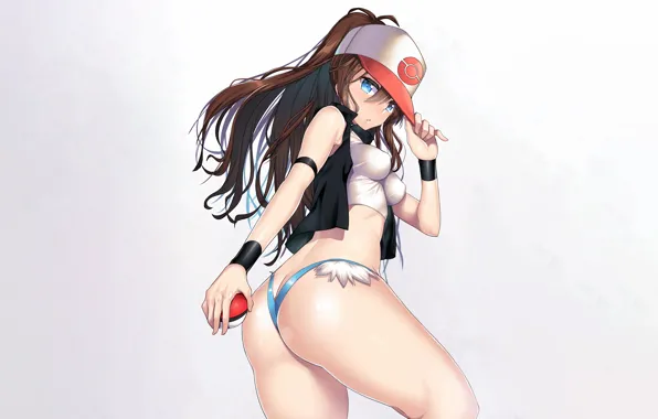 Girl, sexy, ass, long hair, brown hair, boobs, anime, blue eyes