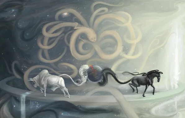 Картинка конь, Infinity, бык