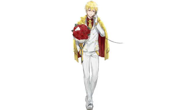 Аниме, арт, телефон, парень, блондин, Гильгамеш, Fate Grand Order, Судьба великая кампания