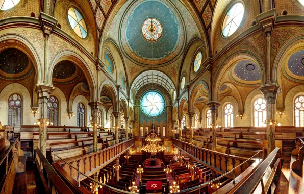 Картинка Нью-Йорк, США, религия, скамья, синагога