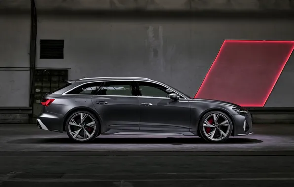 Картинка Audi, универсал, в профиль, RS 6, 2020, 2019, тёмно-серый, V8 Twin-Turbo