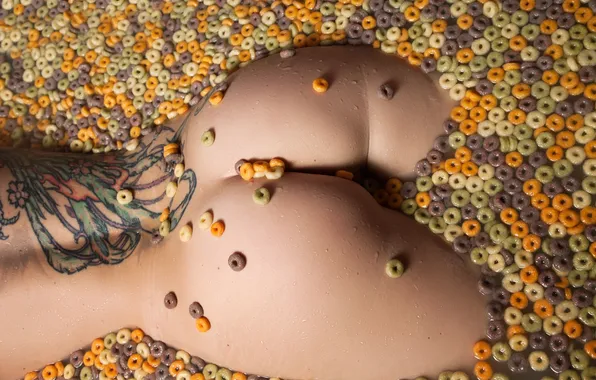 Попка, секси, завтрак, тату, photographer, аппетитная, колечки, Jens Schmidt