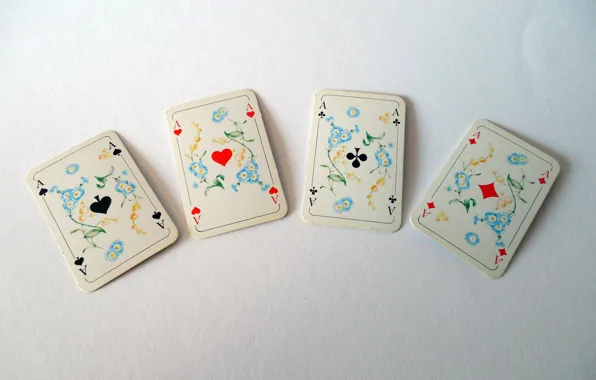 Карты, игра, покер, 4 туза