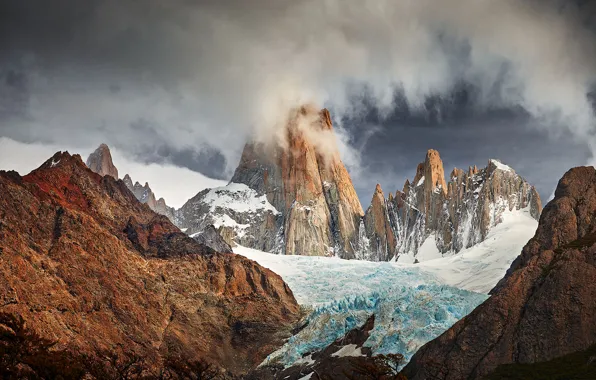 Картинка ледник, Южная Америка, Патагония, горы Анды