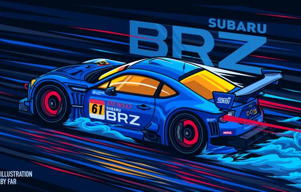 Картинка car, Subaru, smoke, digital art, artwork, race cars, Subaru BRZ, vehicle