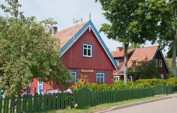 Улица, домики, Литва, Klaipeda County