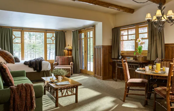 Интерьер, спальня, столовая, cozy room, at the Blue River house