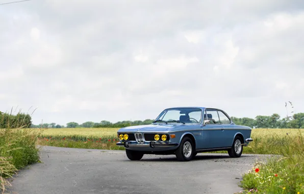 Поле, Дорога, BMW, Колеса, 1971, Фары, Classic car, BMW 3.0 CSi (E9)