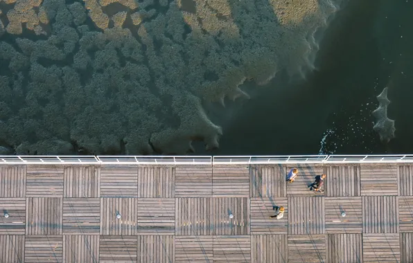 Ocean, water, people, bay, height, dock, above