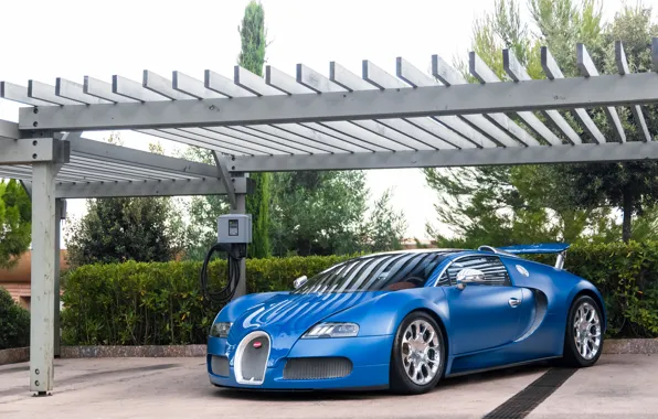 Картинка Bugatti, Grand, Veyron, blue, Sport