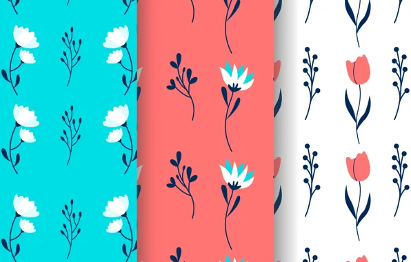 Белый, цветы, фон, голубой, текстура, Flower, Leaves, Pattern