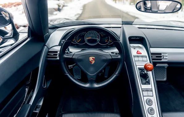 Картинка Porsche, logo, Porsche Carrera GT, steering wheel