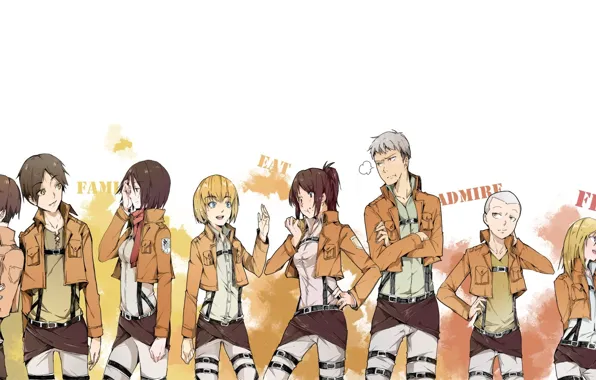 Девушки, арт, парни, персонажи, Shingeki no Kyojin